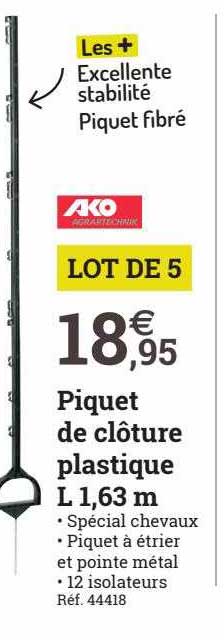 Piquet De Clôture Plastique L 1,63 M