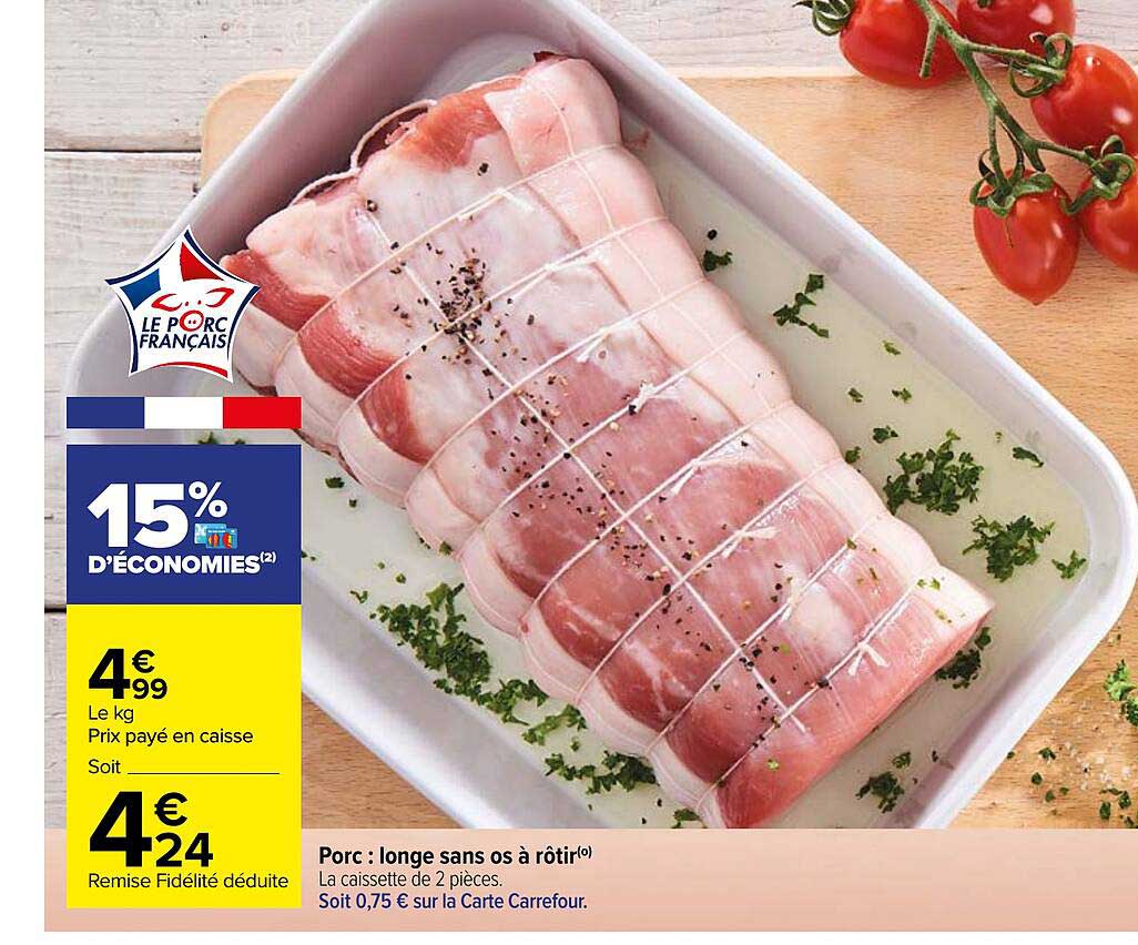 Porc : Longe Sans Os à Rôtir