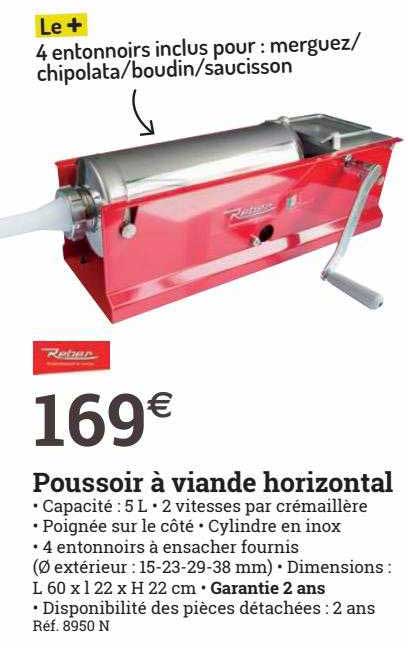 poussoir à viande horizontal