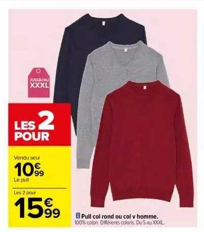 pull col rond ou col v homme