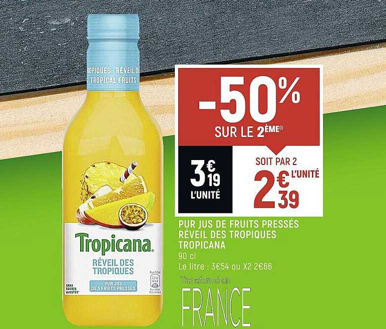 pur jus de fruits pressés réveil des tropiques tropicana
