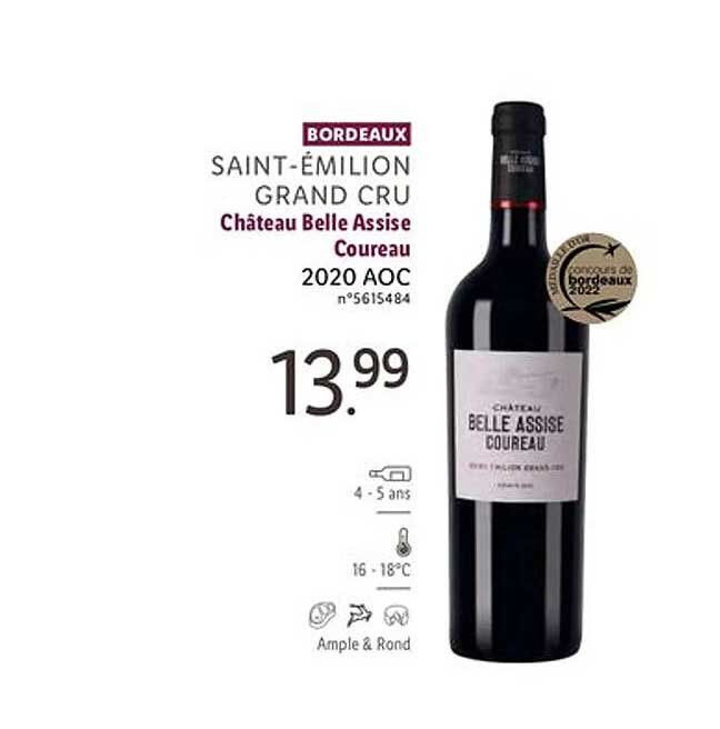 Saint-émilion Grand Cru Château Belle Assise Coureau 2020 Aoc