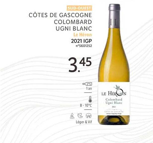 sud-ouest côtes de gascogne colombard ugni blanc le héron 2021 igp
