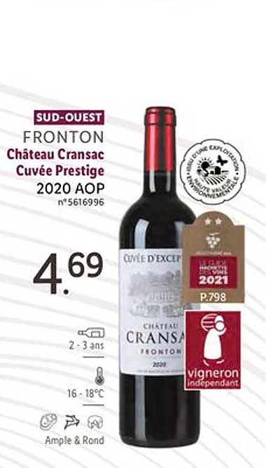 sud-ouest fronton château cransac cuvée prestige 2020 aop