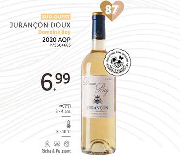 sud-ouest jurançon doux domaine bay 2020 aop