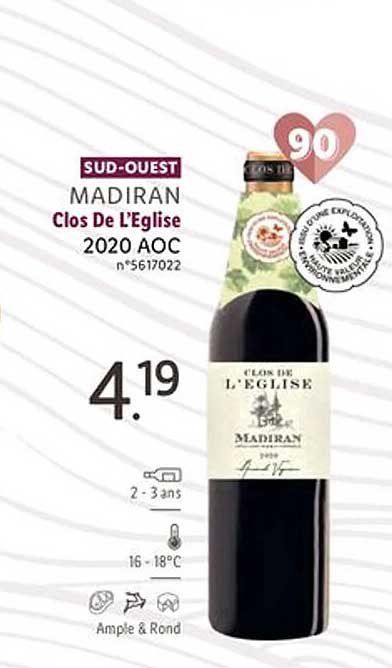 sud-ouest madiran clos de l'eglise 2020 aoc