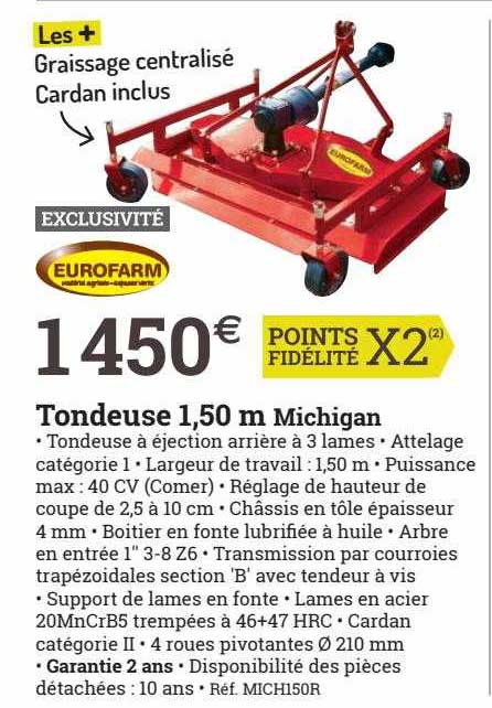 tondeuse 1,50 m michigan eurofarm