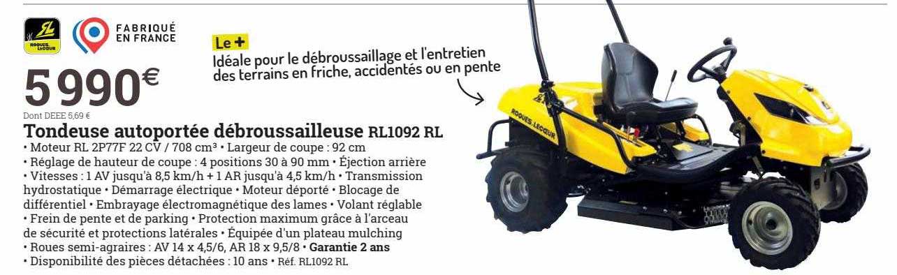 tondeuse autoportée débroussailleuse rl1092 rl