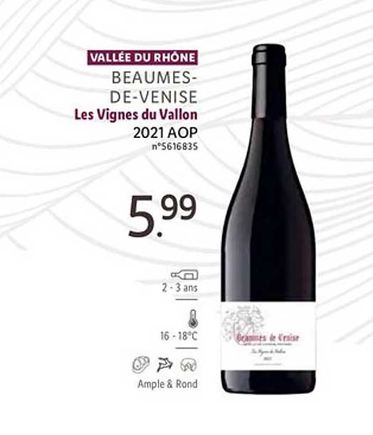 vallée du rhône beaumes-de-venise les vignes du vallon 2021 aop
