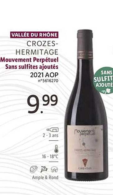 vallée du rhône crozes-hermitage mouvement perpétuel sans sulfites ajoutés