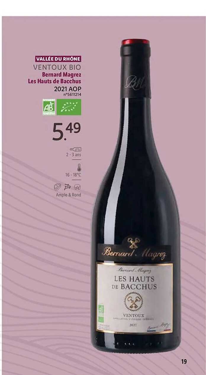 vallée du rhône ventoux bio bernard magrez les hauts de bacchus 2021 aop