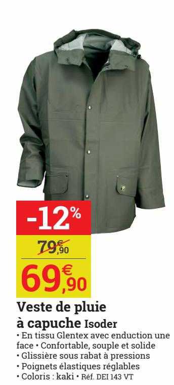 veste de pluie à capuche isoder