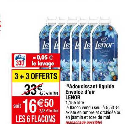 adoucissant liquide envolée d'air lenor