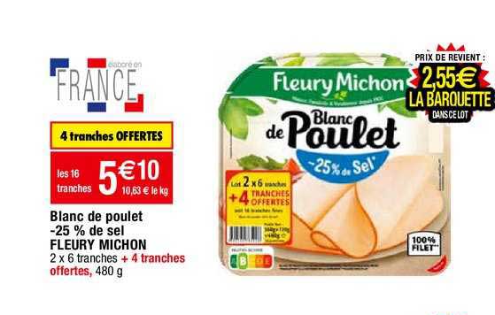 blanc de poulet -25% de sel fleury michon