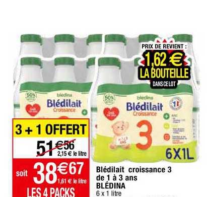 blédilait croissance 3 de 1 à 3 ans blédina