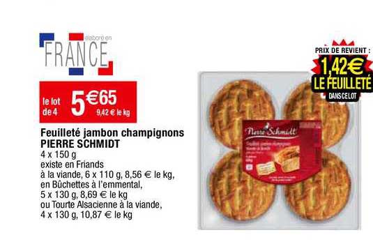 feuilletés jambon champignons pierre schmidt