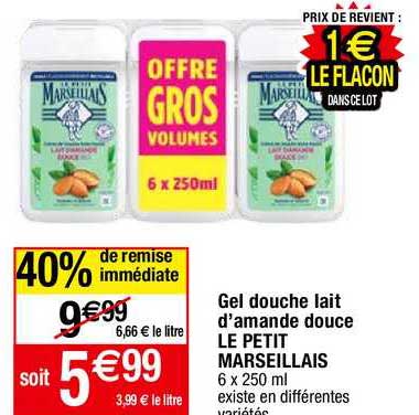 gel douche lait d'amande douce le petit marseillais