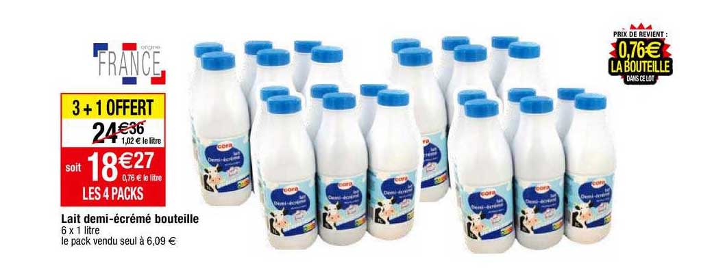 lait demi-écrémé bouteille