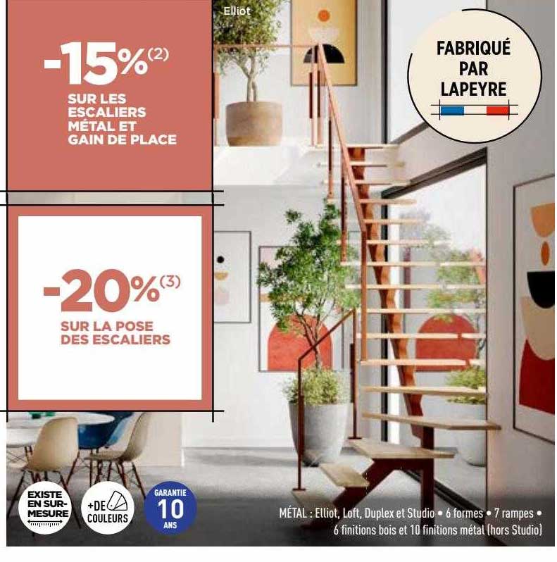 les escaliers métal et gain de place