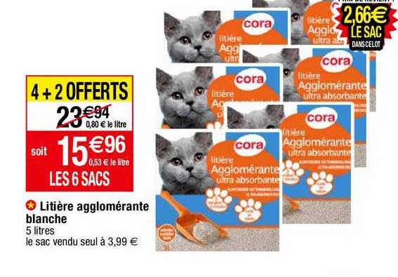 Litière Agglomérante Blanche Cora