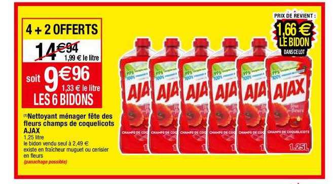 nettoyant ménager fête des fleurs champs de coquelicots ajax