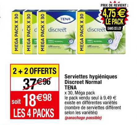 serviettes hygiéniques discreet normal tena
