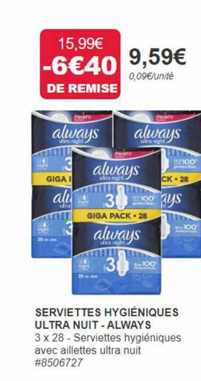 serviettes hygiéniques ultra nuit - always