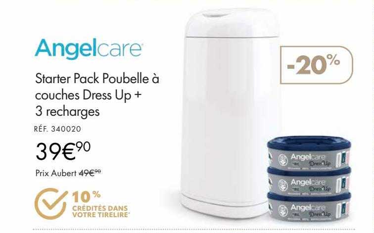 starter pack poubelle à couches dress up + 3 recharges angelcare