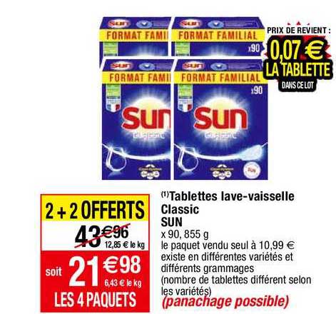 tablettes lave-vaisselle classic sun