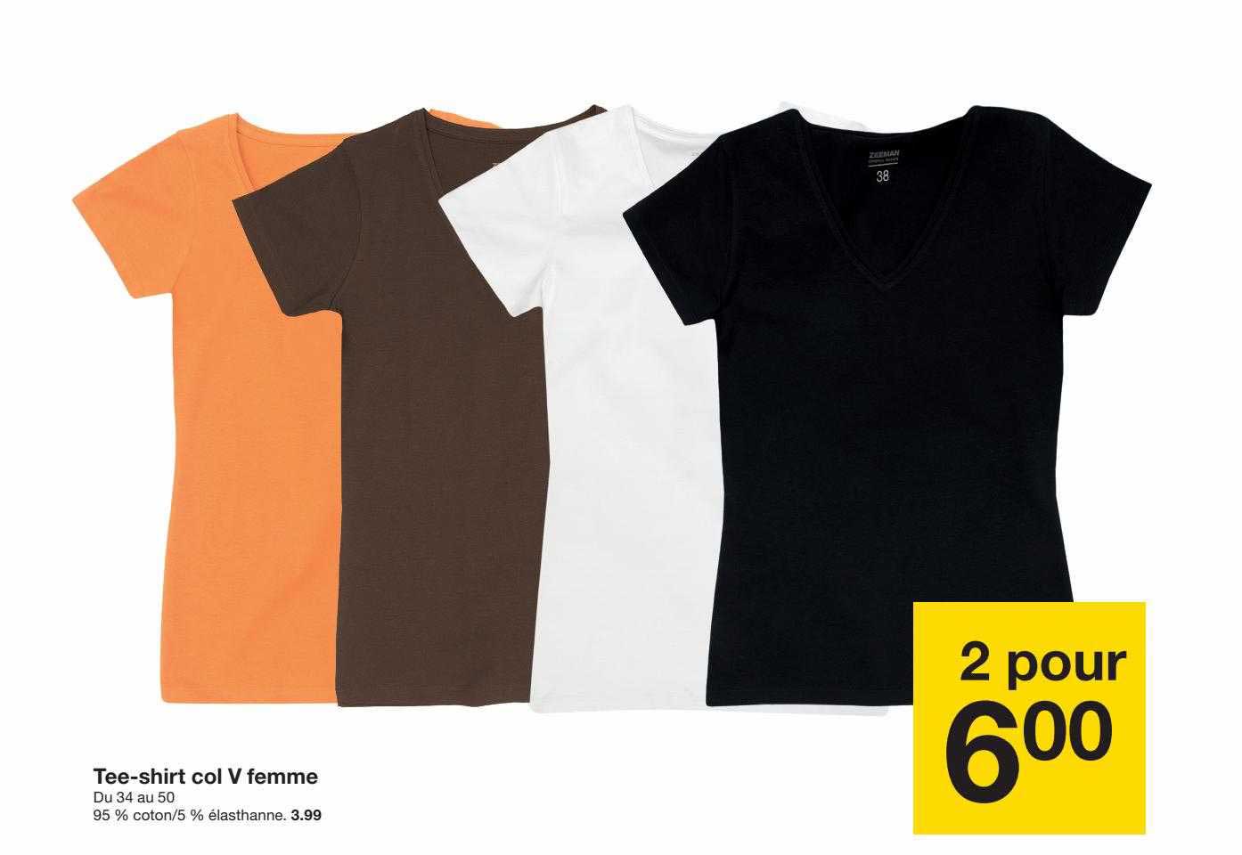 tee-shirt col v femme