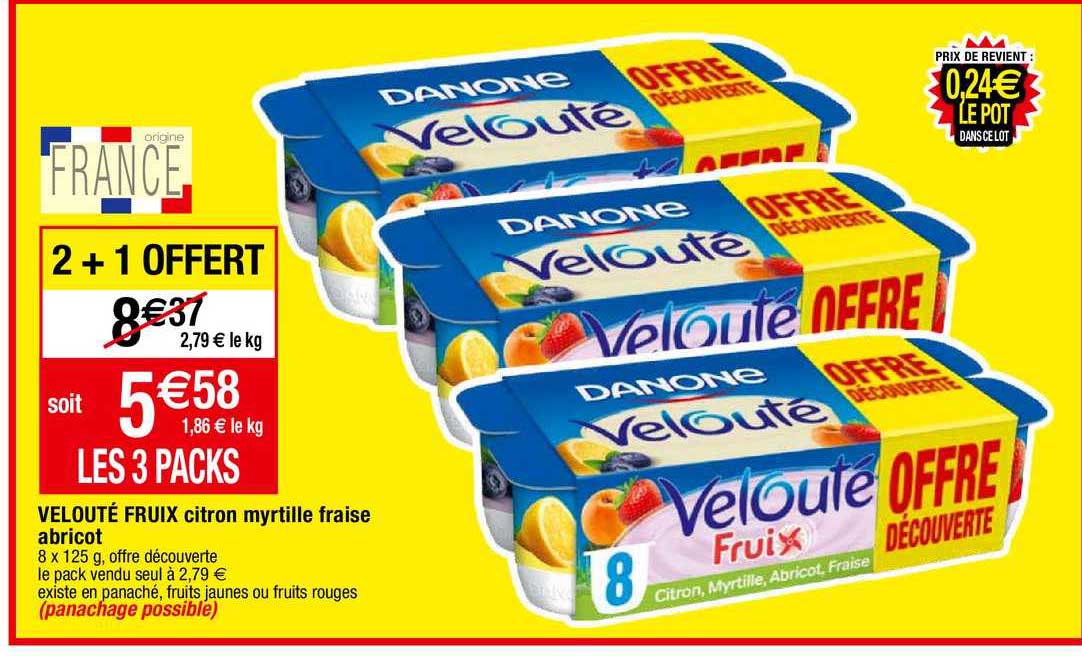 Velouté Fruix Citron Pyrtille Fraise Abricot