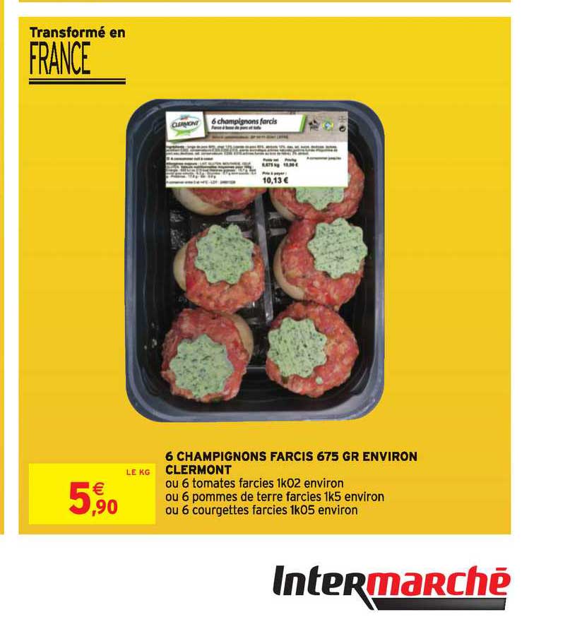 6 champignons farcis 675 gr environ clermont