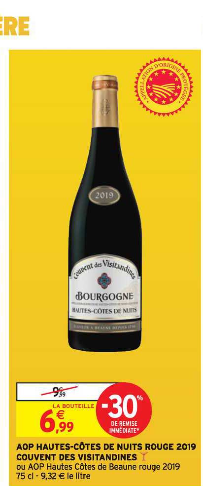 aop hautes côtes de nuits rouge 2019 couvent des visitandines -30% de remise immédiate