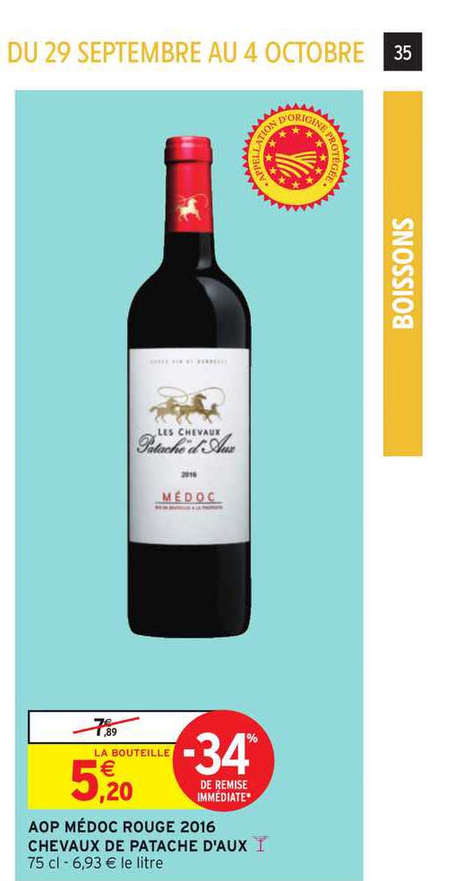 aop médoc rouge 2016 les chevaux de patache d'aux -34% de remise immédiate