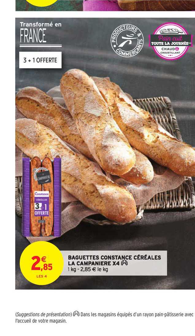 baguettes constance céréales la campaniere x4