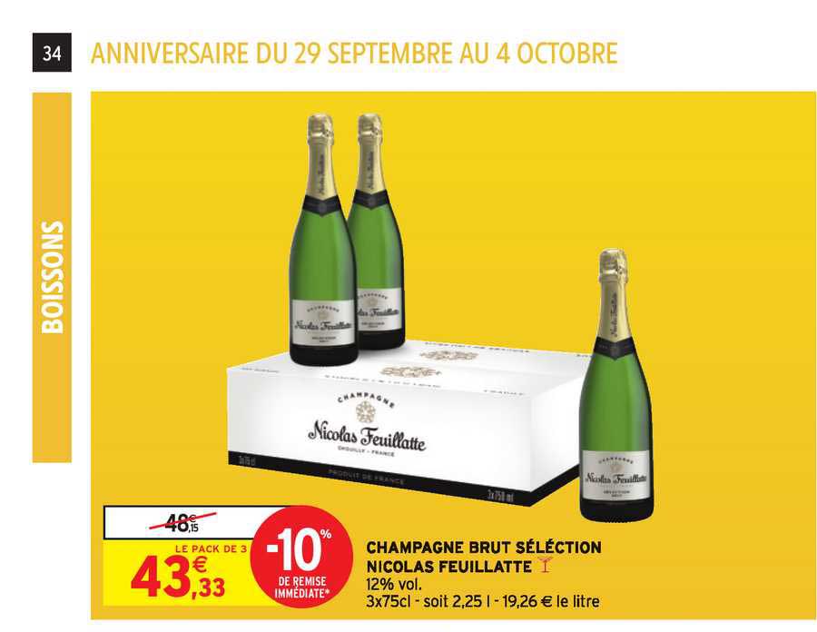 champagne brut séléction nicolas feuillatte -10% de remise immédiate