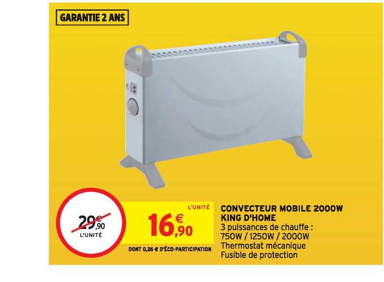 convecteur mobile 2000w king d'home