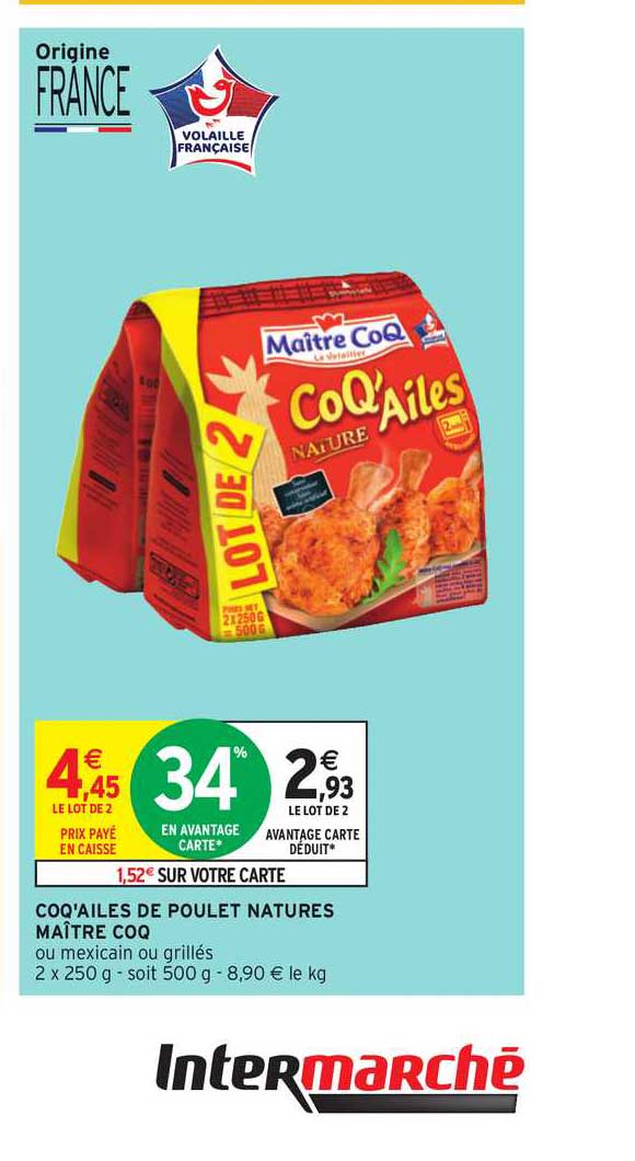 coq'ailes de poulet natures maître coq