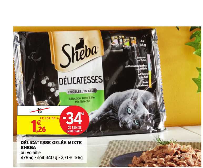 Délicatesse Gelée Mixte Sheba -34% Remise Immédiate