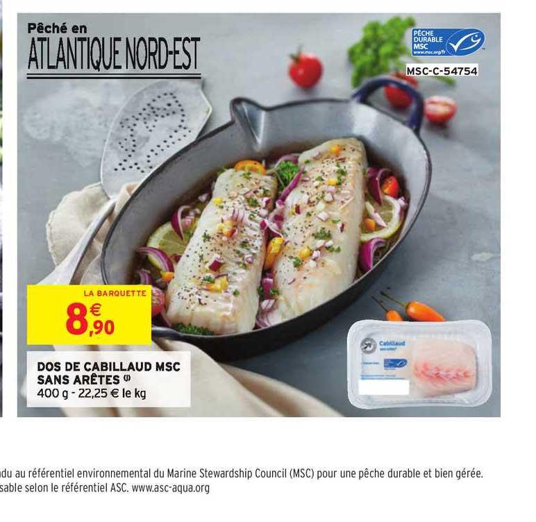 Dos De Cabillaud Msc Sans Arêtes