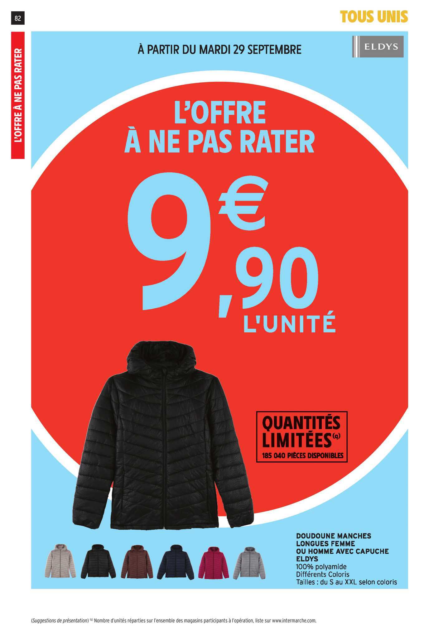 doudoune manches longues femme ou homme avec capuche eldys