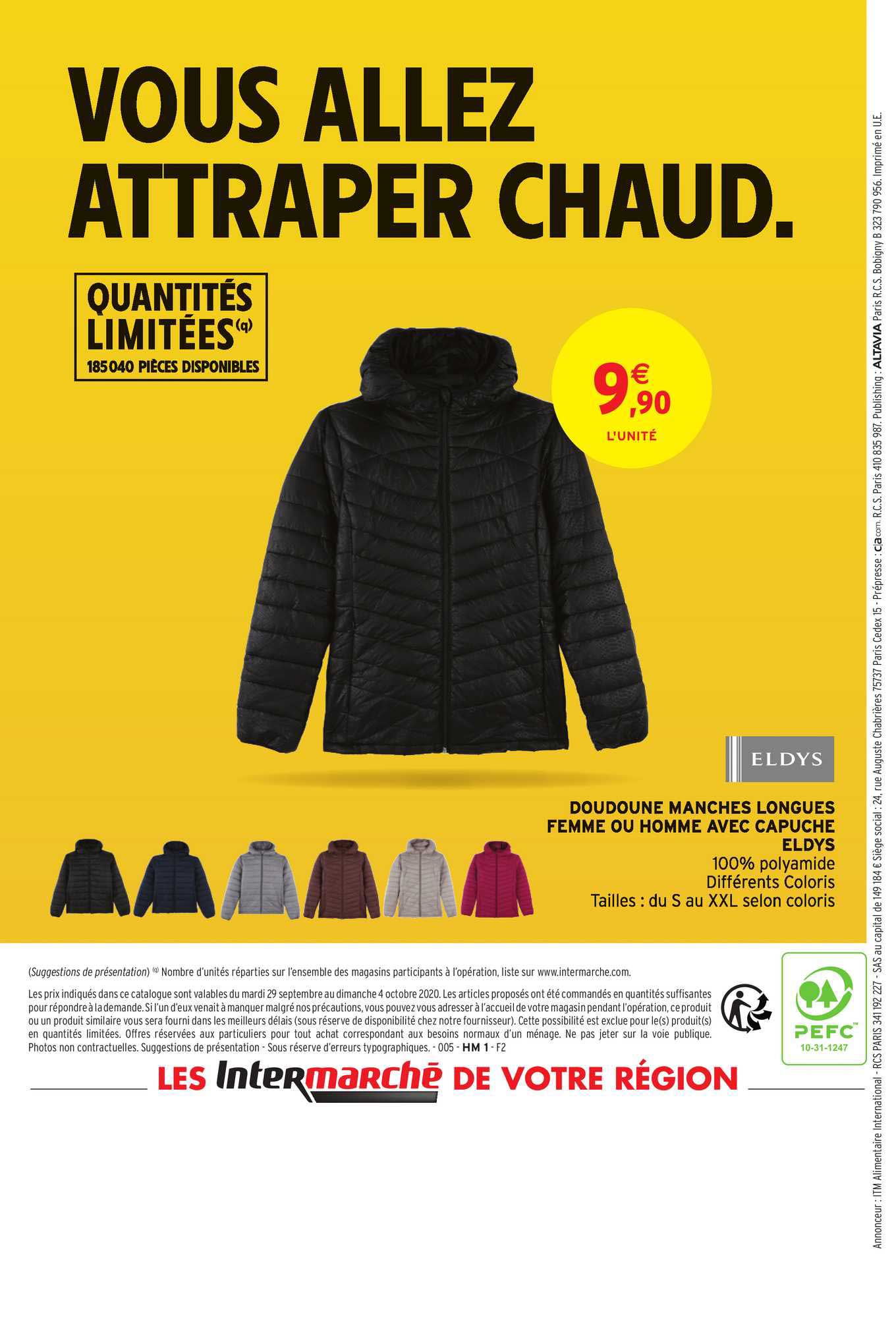 Doudoune Manches Longues Femme Ou Homme Avec Capuche Eldys