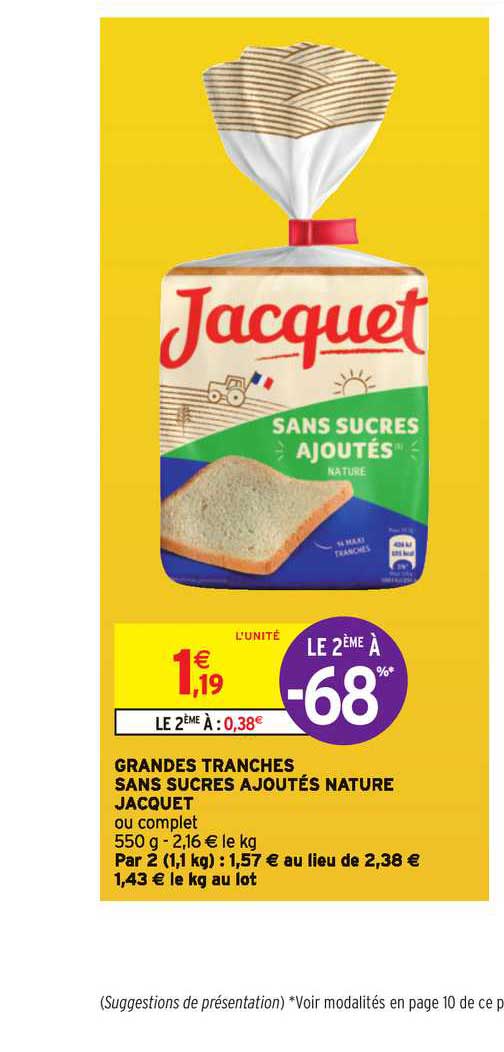 grandes tranches sans sucres ajoutés nature jacquet