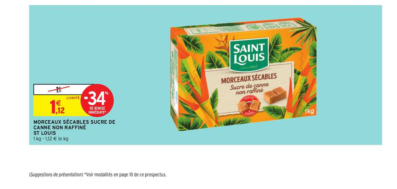 morceaux sécables sucre de canne non raffiné st louis -34% de remise immédiate