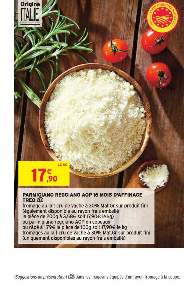 parmigiano reggiano aop 16 mois d'affinage treo