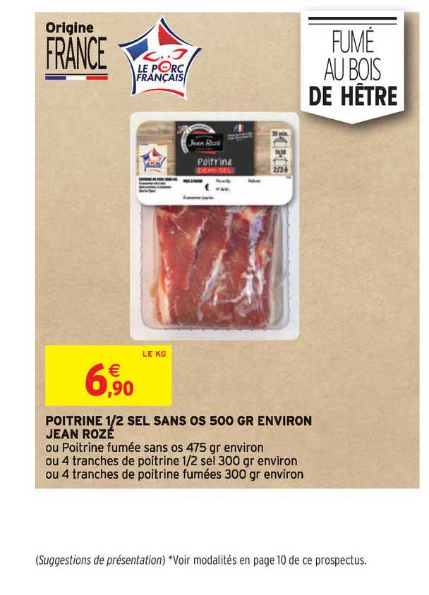 poitrine 1 2 sel sans os 500 gr environ jean rozé