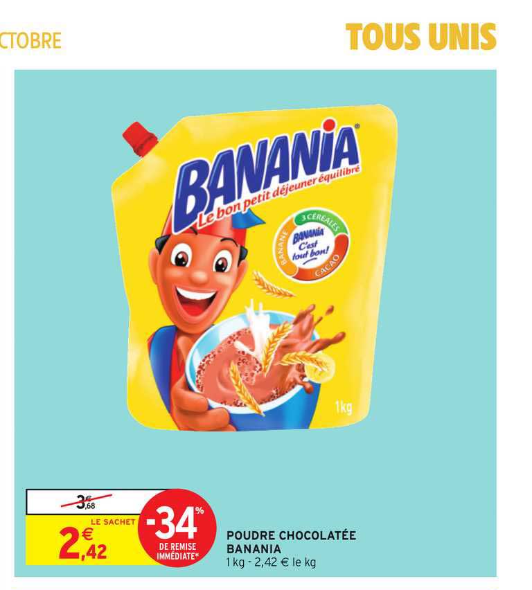 poudre chocolatée banania -34% de remise immédiate