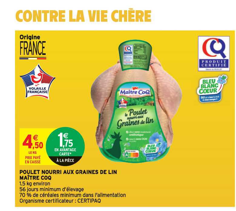 poulet nourri aux graines de lin maître coq