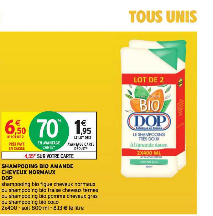 shampooing bio amandes cheveux normaux dop
