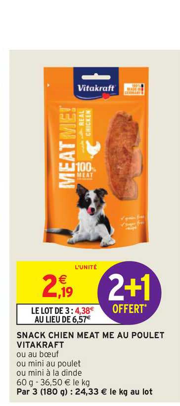snack chien meat me au poulet vitakraft 2+1 offert